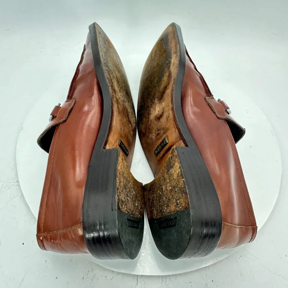 Gucci Men Size EU 40E US 6.5 Brown Leather Silver Horsebit Slip On Loafer Shoes